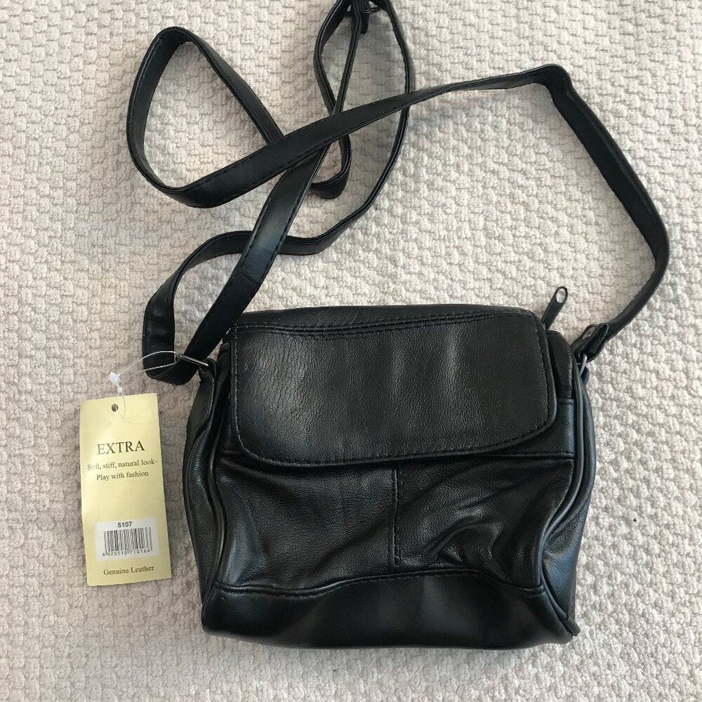 Genuine Leather Black Shoulder Bag / Crossbody Bag - Brand New with Tags!